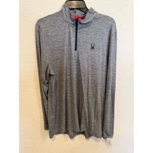Spyder Active Wear long sleeve shirt size Large L EUC gray‎ Pullover 1/4 zip